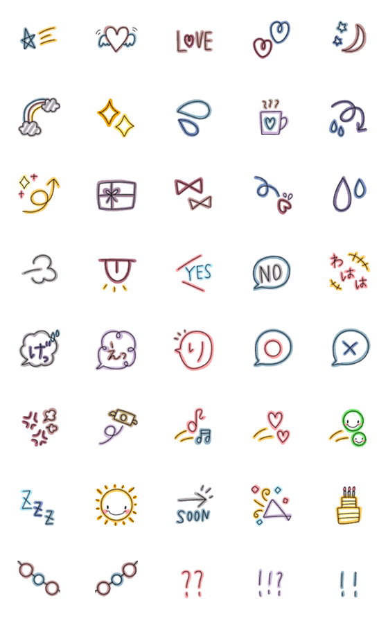 Line絵文字 簡単イラスト らくがきボールペン風 40種類 1円