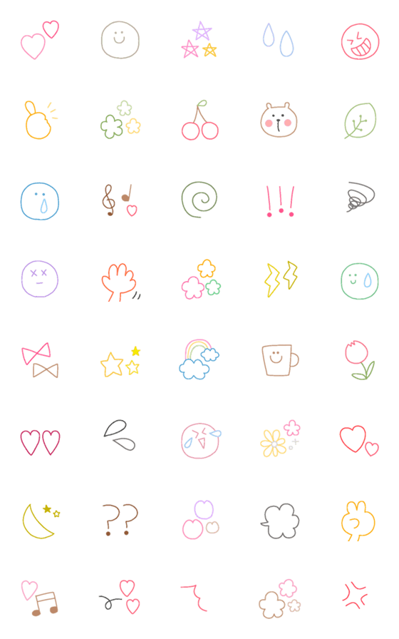 [LINE絵文字]シンプル線画絵文字✴の画像一覧