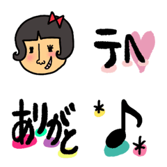 [LINE絵文字] 女の子とポップな絵文字の画像