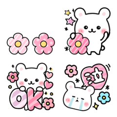 [LINE絵文字] 春の白くま❤️かわいいお花のミニスタンプの画像