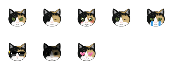 [LINE絵文字]三毛ねこ絵文字の画像一覧