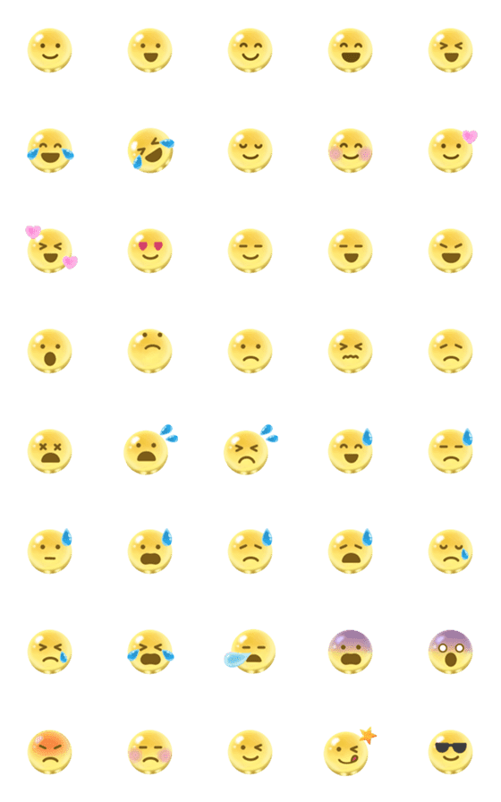 [LINE絵文字]⚫シンプルかわいいお洒落スマイリー絵文字の画像一覧