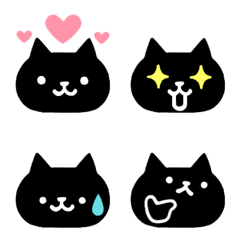 [LINE絵文字] 一番シンプル◎黒猫41匹のいろんな顔絵文字の画像