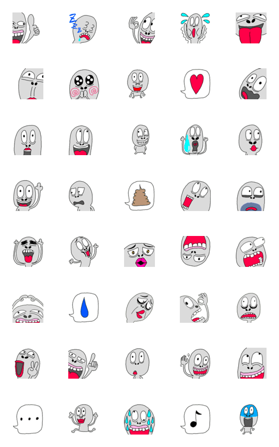 [LINE絵文字]ぽぽぽの変顔スタンプの画像一覧