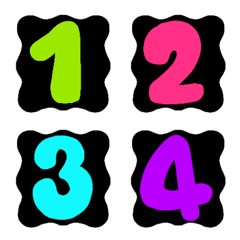 [LINE絵文字] Number black colorful neon emoji 4の画像