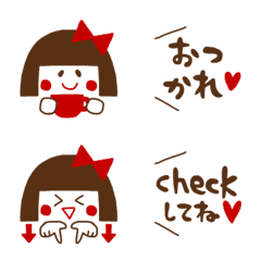 [LINE絵文字] ❤おかっぱ娘❤の画像