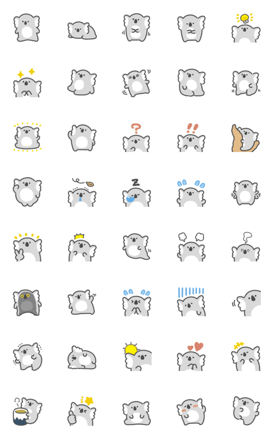 [LINE絵文字]モノクロなコアラ絵文字の画像一覧