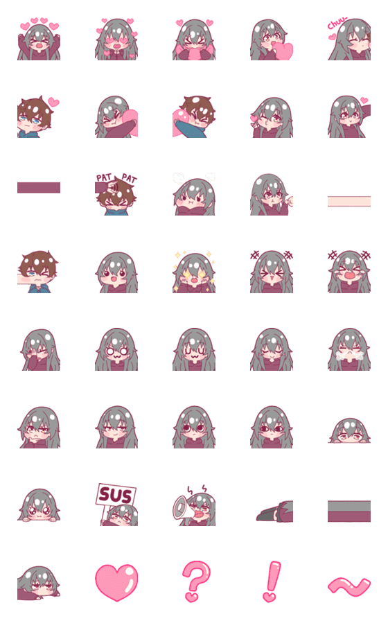[LINE絵文字]Aiko-chan Couple Emoji 01の画像一覧