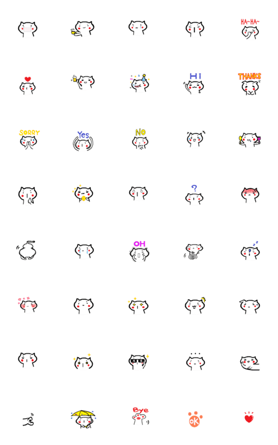 [LINE絵文字]Cute cat simple emojiの画像一覧