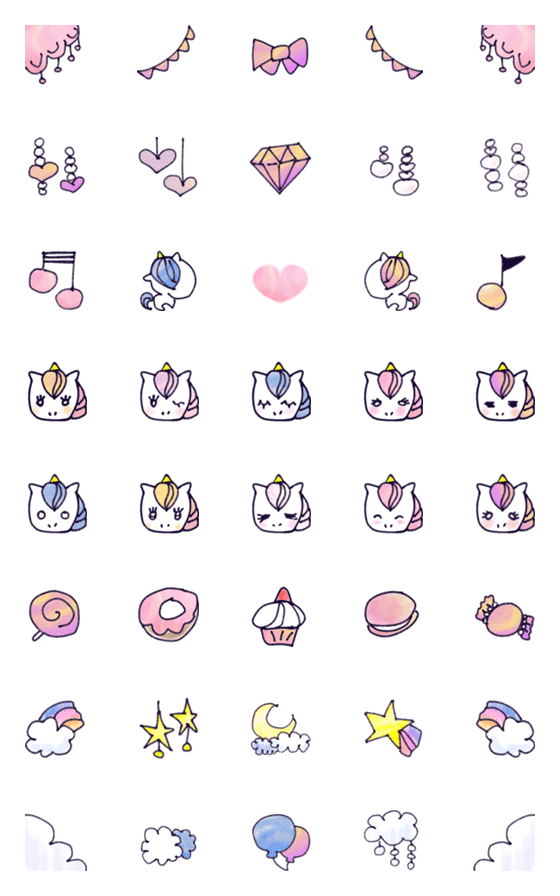 [LINE絵文字]ユニコーン〜空色〜の画像一覧