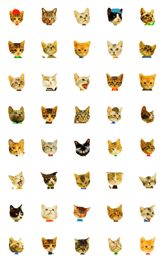 [LINE絵文字]表情豊かなレトロ猫★毎日使えるネコ顔文字の画像一覧