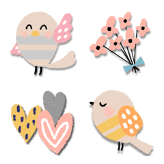 [LINE絵文字] ♡カラフル♡ポップ♡小鳥の絵文字♡の画像