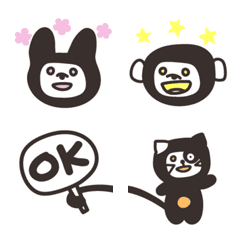 [LINE絵文字] 黒ぐるみどうぶつのEMOJIの画像