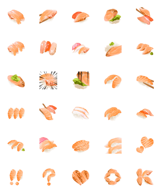 [LINE絵文字]トロサーモンと炙りハラス 寿司の画像一覧