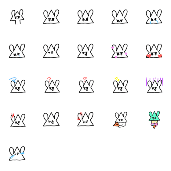 [LINE絵文字]さんかくうさぎ絵文字の画像一覧