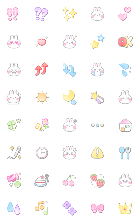 [LINE絵文字]かわいい絵文字♡うさぎとギンガムチェックの画像一覧