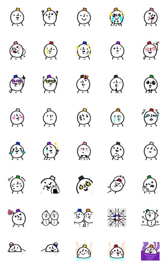 [LINE絵文字]雪だるまのかわいいミニ絵文字02の画像一覧