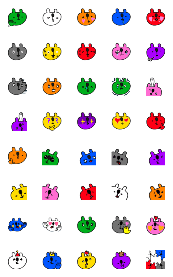 [LINE絵文字]くまくまのくま カラフル03の画像一覧