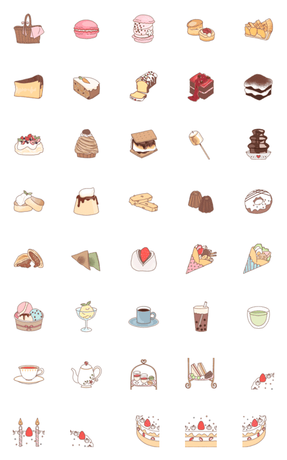 [LINE絵文字]アフタヌーンティー☆美味しいデザート達の画像一覧