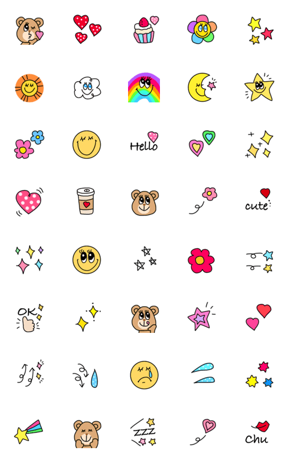 [LINE絵文字]【カラフルハッピー♡cute絵文字】の画像一覧