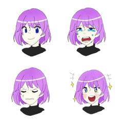 [LINE絵文字] cute purple hair girl  v.1の画像