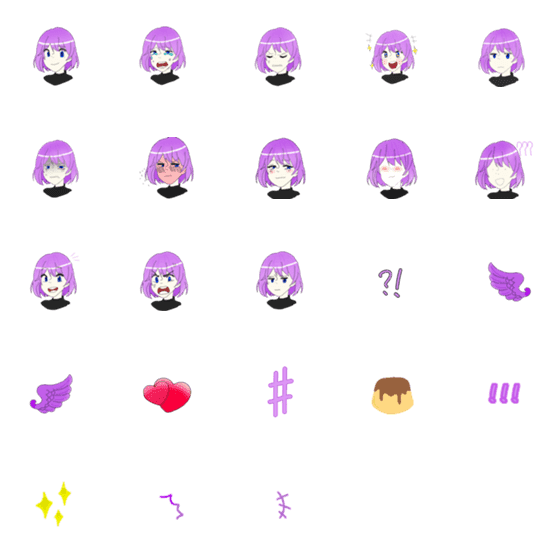 [LINE絵文字]cute purple hair girl  v.1の画像一覧