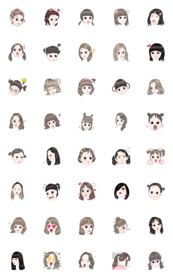 [LINE絵文字]Cuteness overload_Girls emojiの画像一覧