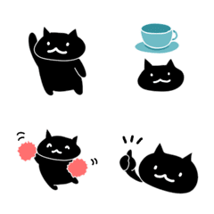 [LINE絵文字] 小さいねこを添えて（黒）の画像