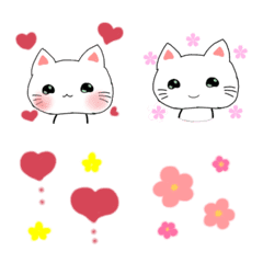 [LINE絵文字] Cute white cat's daily life, emojiの画像