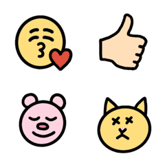 [LINE絵文字] シンプル 絵文字 ねこ くまの画像