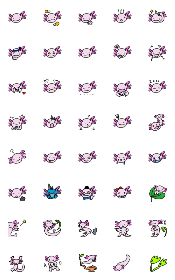 [LINE絵文字]Axolotl Zuni-chan's Emojiの画像一覧