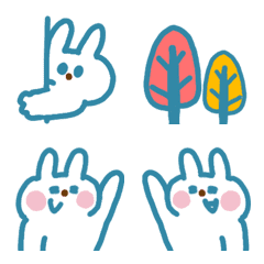 [LINE絵文字] 青いウサギとちょこっと秋の画像