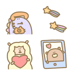 [LINE絵文字] くすみ癒し動物レトロゆるくま恐竜手書死語の画像