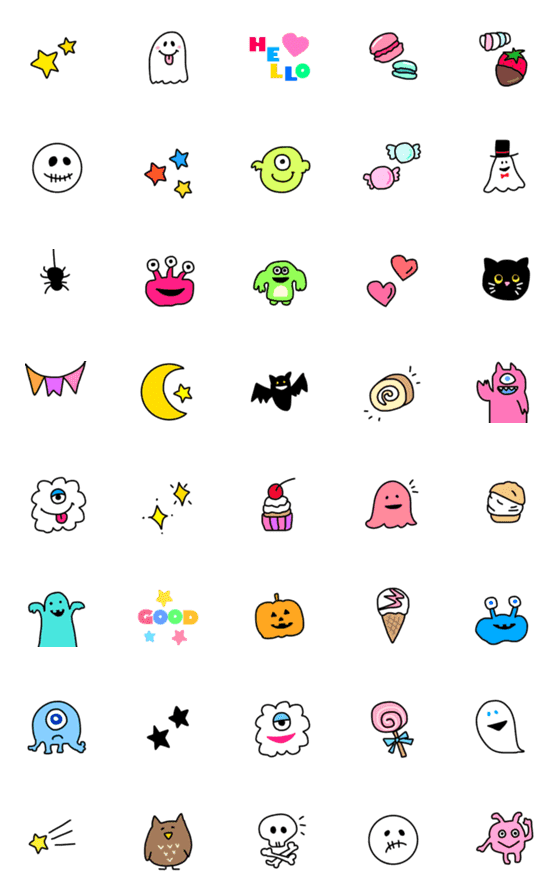 [LINE絵文字]【かわいいスイーツモンスター♡】の画像一覧