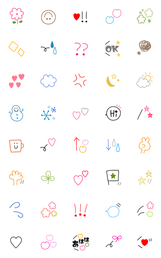 [LINE絵文字]✳使いやすい線画絵文字✳の画像一覧