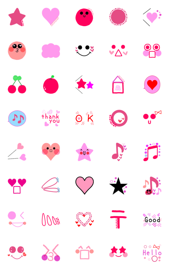 [LINE絵文字]ピンク系の可愛い絵文字♡5の画像一覧