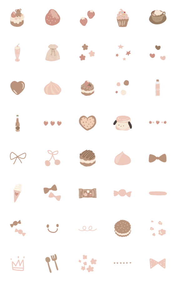 [LINE絵文字]くすみカラー♡スイーツ絵文字の画像一覧