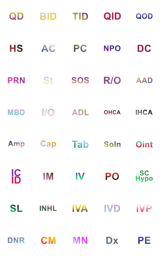 [LINE絵文字]Commonly medical abbreviationsの画像一覧