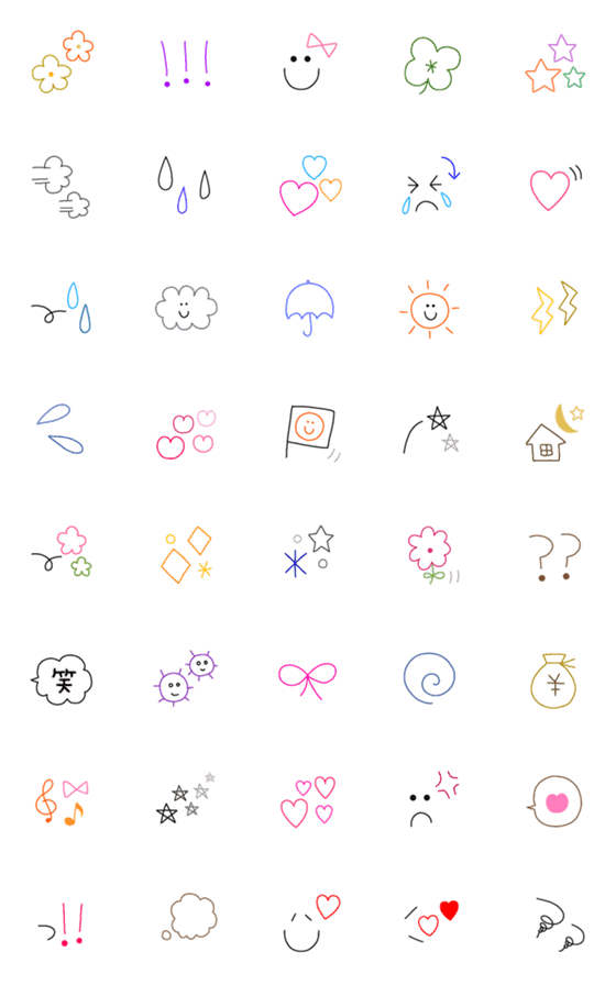 [LINE絵文字]✳シンプルな線画絵文字✳の画像一覧