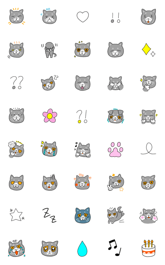 [LINE絵文字]猫、ぶりお（ブリティッシュショートヘア）の画像一覧