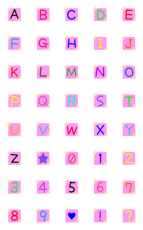 [LINE絵文字]アルファベット★数字★A-Z.0-9★#005の画像一覧