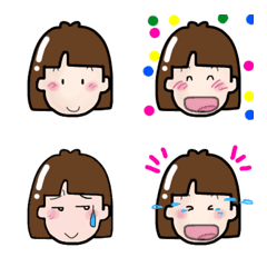 [LINE絵文字] 日常使える女の子【おかっぱ編】の画像