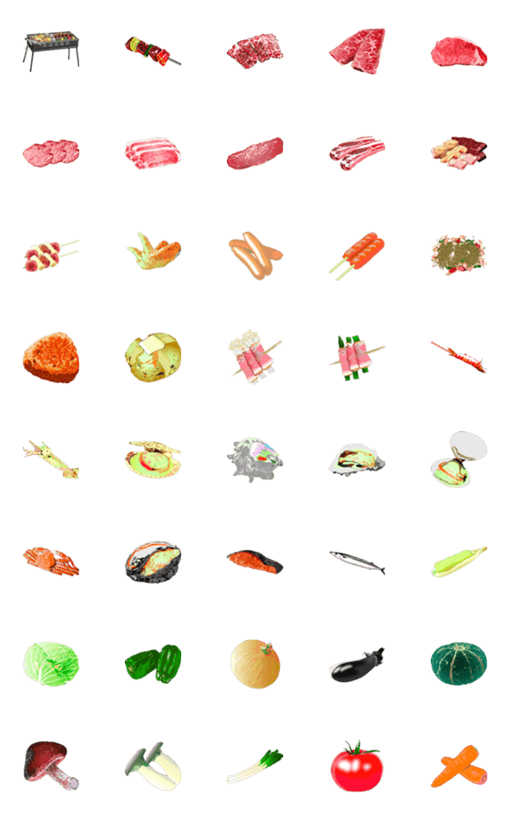 [LINE絵文字]バーベキュー食材の画像一覧