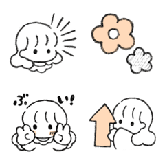 ミニスタンプ◎ 鉛筆画のおんなのこ絵文字3の絵文字メイン画像