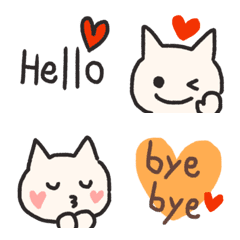 [LINE絵文字] シンプル猫♡使いやすい絵文字の画像