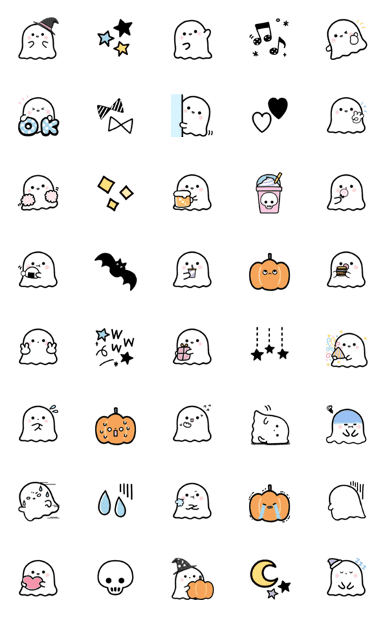 [LINE絵文字]ハロウィンのオバケちゃんの画像一覧