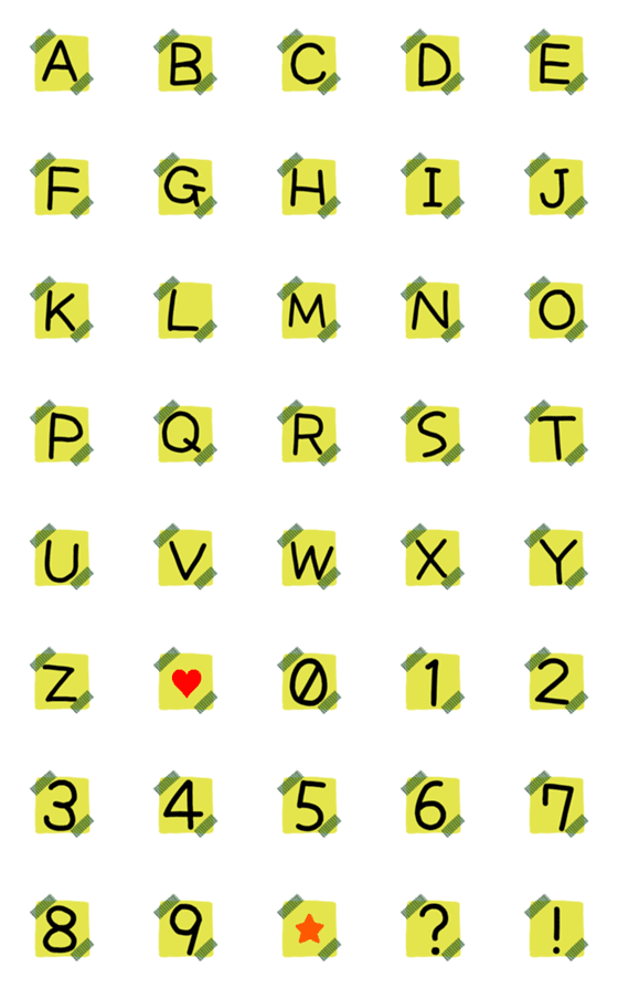 [LINE絵文字]アルファベット★数字★A-Z.0-9★#006の画像一覧