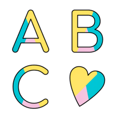 [LINE絵文字] blue ＆ yellow ＆ pink emojiの画像
