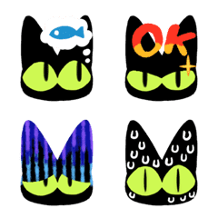 [LINE絵文字] キミドリの目の黒猫の画像
