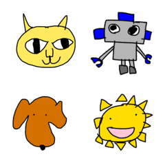 [LINE絵文字] 子供のお絵かき 動物やお花の絵文字の画像